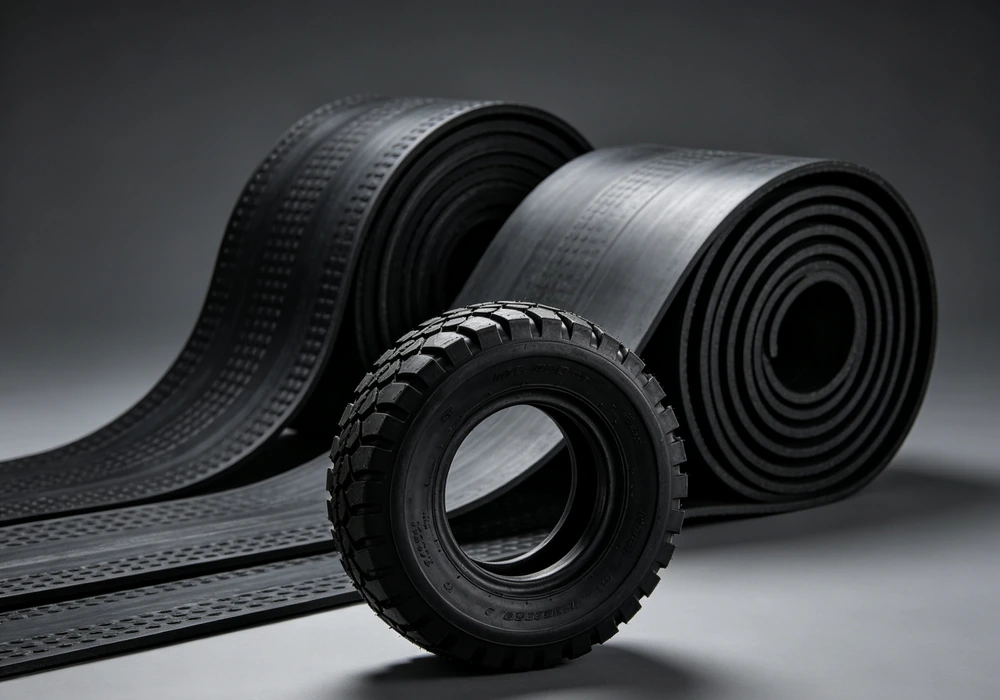 Tyre and conveyor